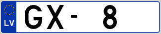 Auto numura zīme GX8