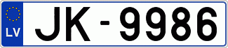 Auto numura zīme JK9986
