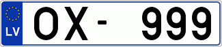 Auto numura zīme OX999