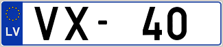 Auto numura zīme VX40
