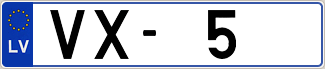 Auto numura zīme VX5