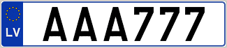 Auto numura zīme AAA777