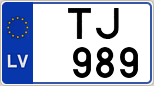 Auto numura zīme TJ989